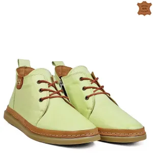 Дамски ежедневни боти от естествена кожа в резеда ... Дамски ежедневни боти от естествена кожа в резеда ...