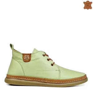 Дамски ежедневни боти от естествена кожа в резеда ... Дамски ежедневни боти от естествена кожа в резеда ...