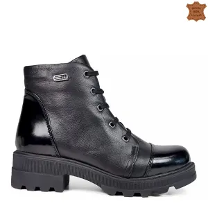 Черни дамски боти от естествена кожа и лак 209270-... Черни дамски боти от естествена кожа и лак 209270-...