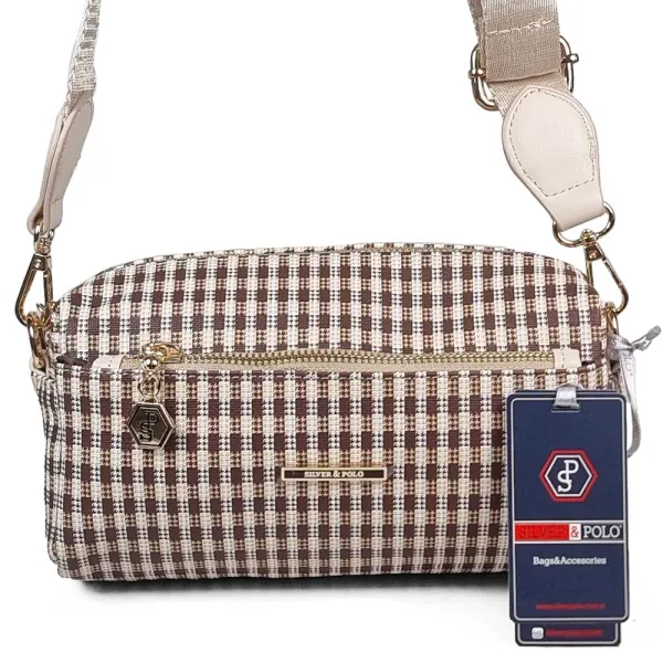 Малка дамска чанта SP1142-1 Silver Polo в бежово и кафяво
