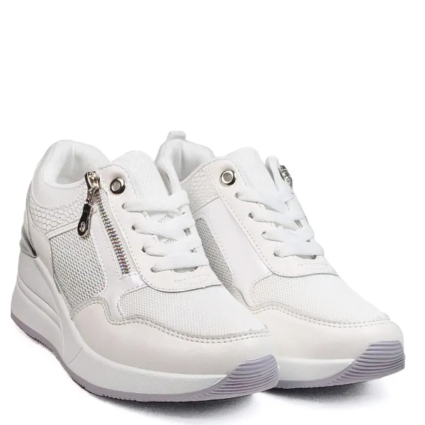 Дамски маратонки на платформа в бял цвят A6806-2 White