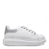 Бели дамски маратонки с ефектни връзки D2246-2 White/Silver
