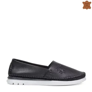 Черни дамски еспадрили от естествена кожа 2023035-... Черни дамски еспадрили от естествена кожа 2023035-...