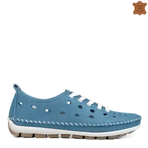 Равни летни дамски обувки в цвят деним 2023161-5... Равни летни дамски обувки в цвят деним 2023161-5...