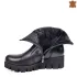 Черни дамски боти от естествена кожа с платформа 29304-1
