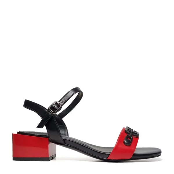 Дамски сандали в червено и черно Eliza с нисък ток E24084-2 Дамски сандали в червено и черно Eliza с нисък ток E24084-2